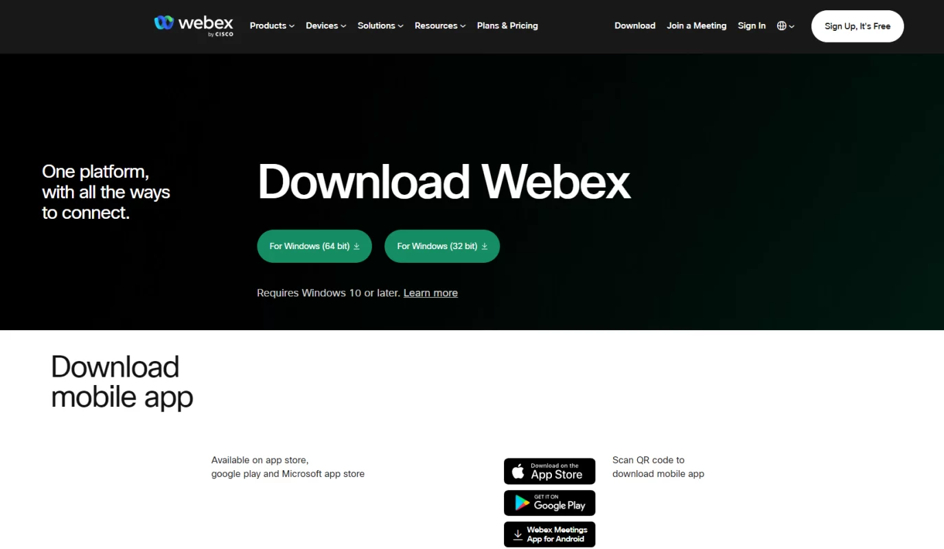 Webex official website