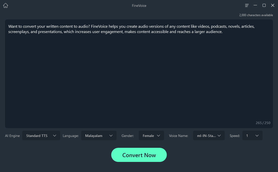 FineShare FineVoice Accent Text to Speech
