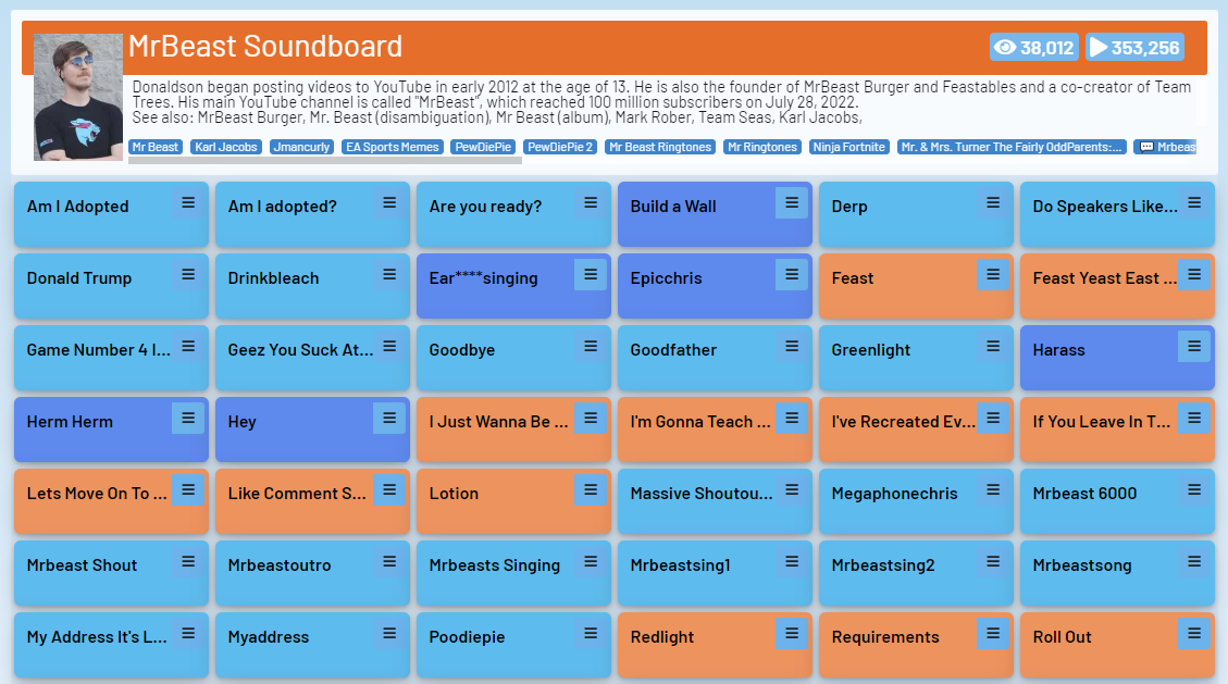 101 Soundboards - Mr. Beast soundboard
