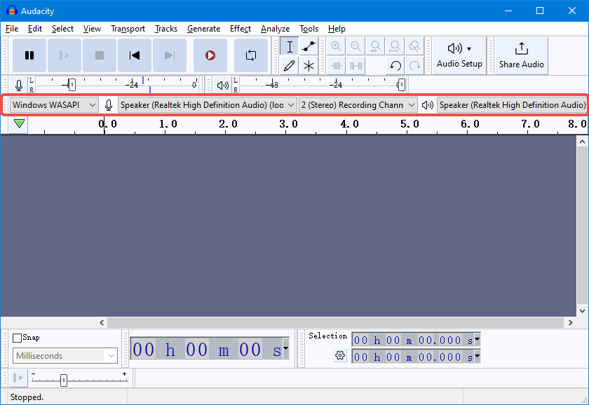 set up Audacity for audio recording from youtube