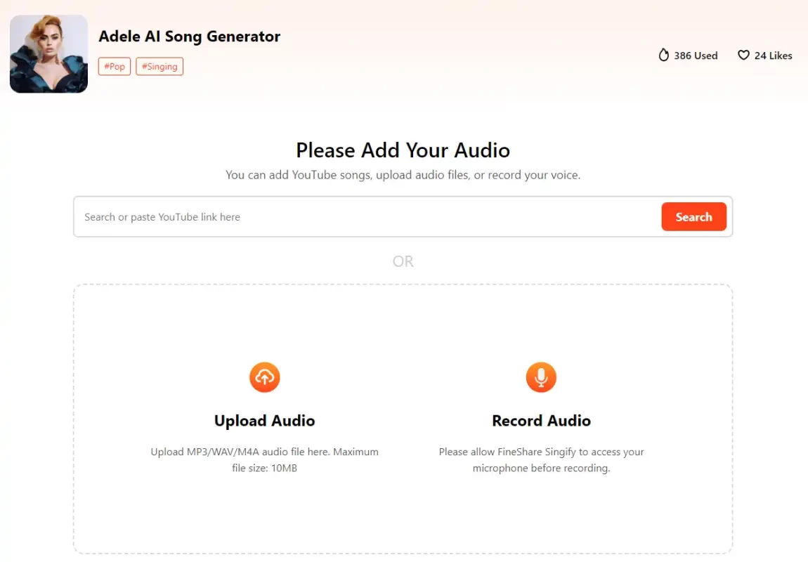 Singify - Adele Song Cover Generator