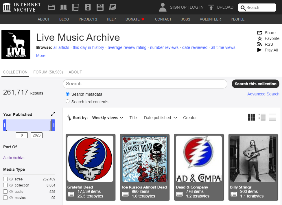 Internet Archive - Live Music Archive