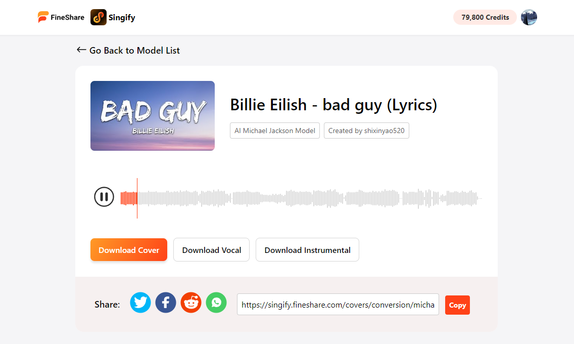 AI cover of "Bad Guy" by Billie Eilish sung by Michael Jackson
