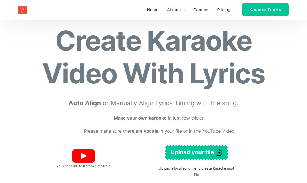 click the button to create a karaoke video