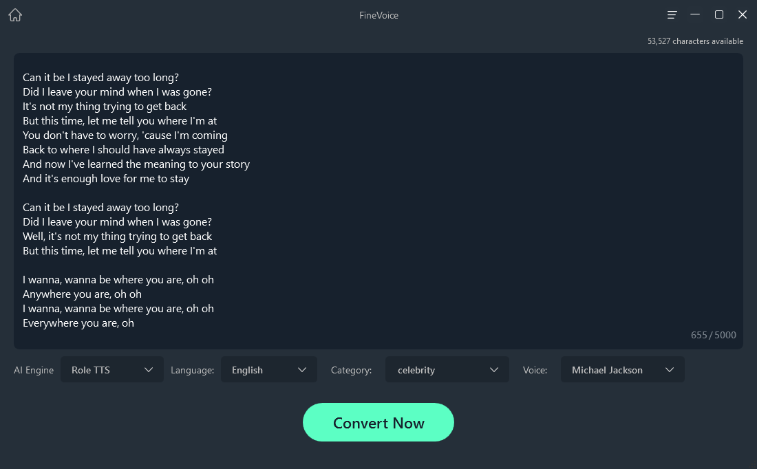 FineShare FineVoice - Michael Jackson AI Voice Generator