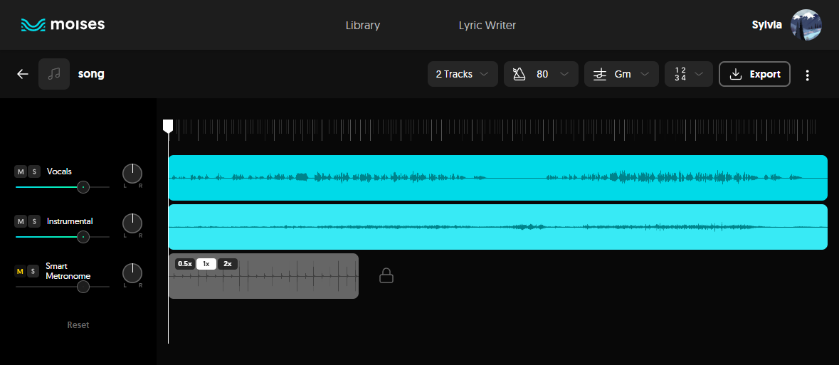 preview the separated tracks