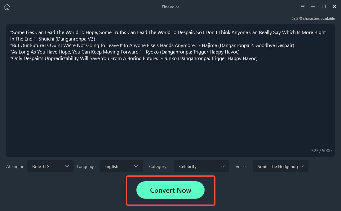 click on the Convert Now button
