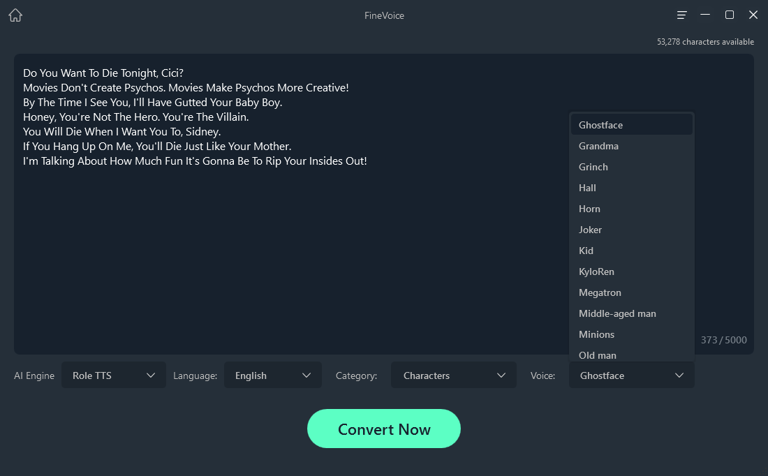 FineShare FineVoice – Ghostface Text to Speech Voice
