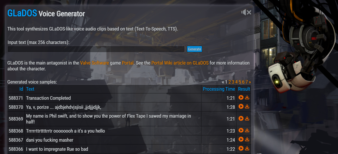 GLaDOS Voice Generator