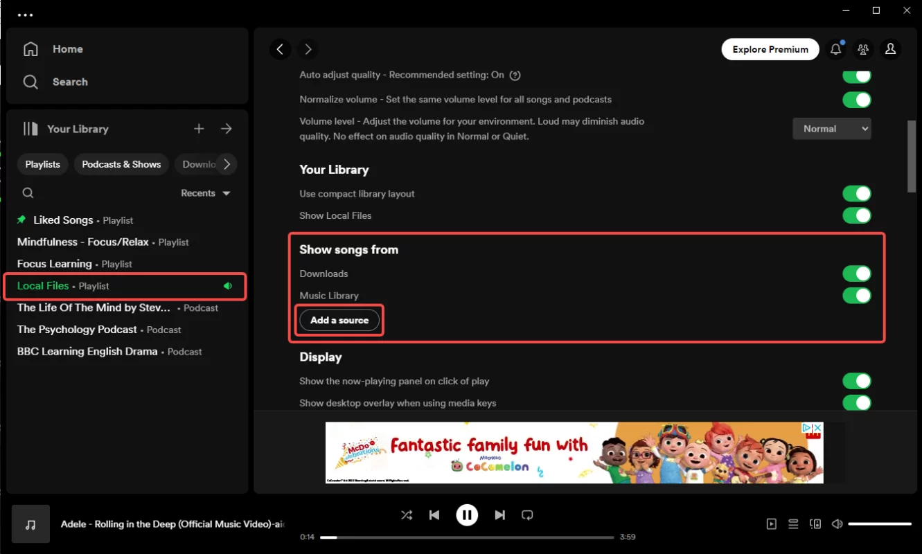 the local music will appear in your library