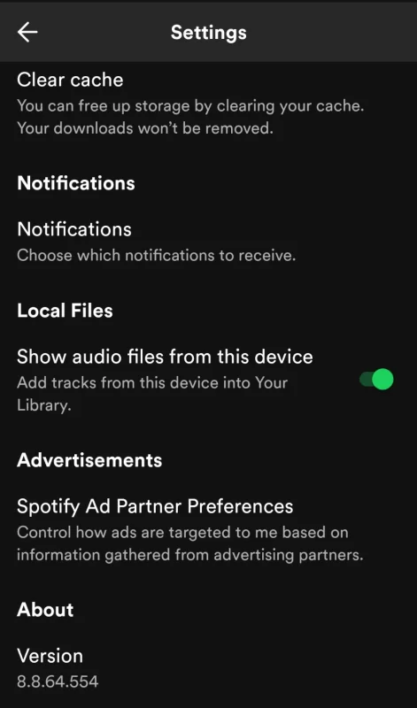 enable Show audio files from this device