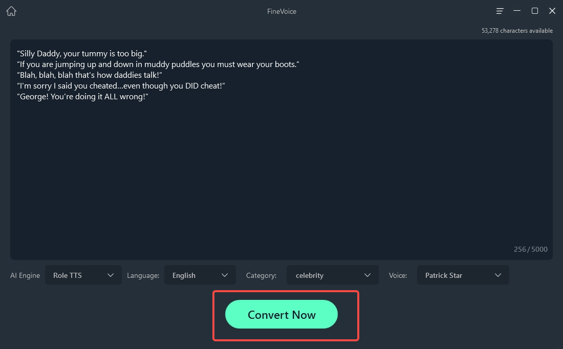 click on the Convert Now button