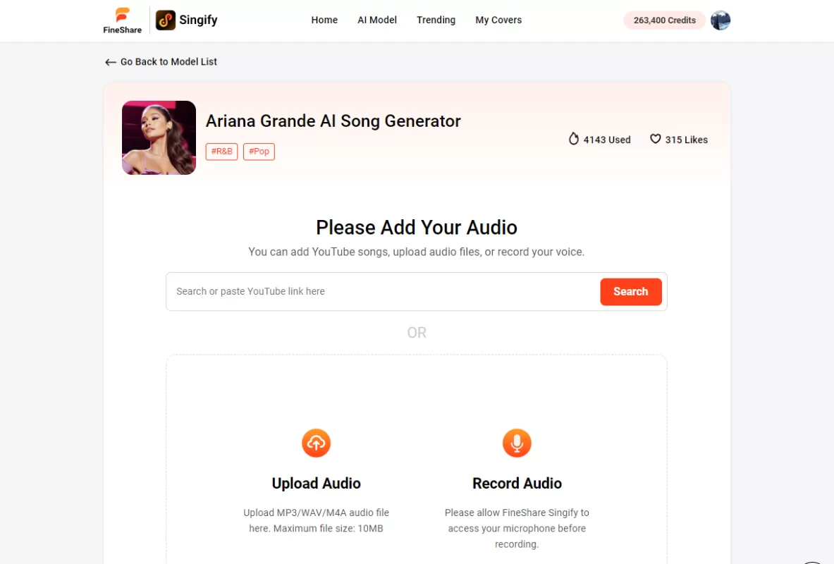 input your audio to make AI covers