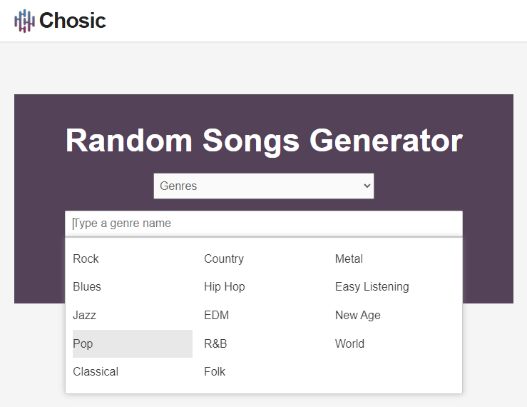 Chosic Generator by Genre