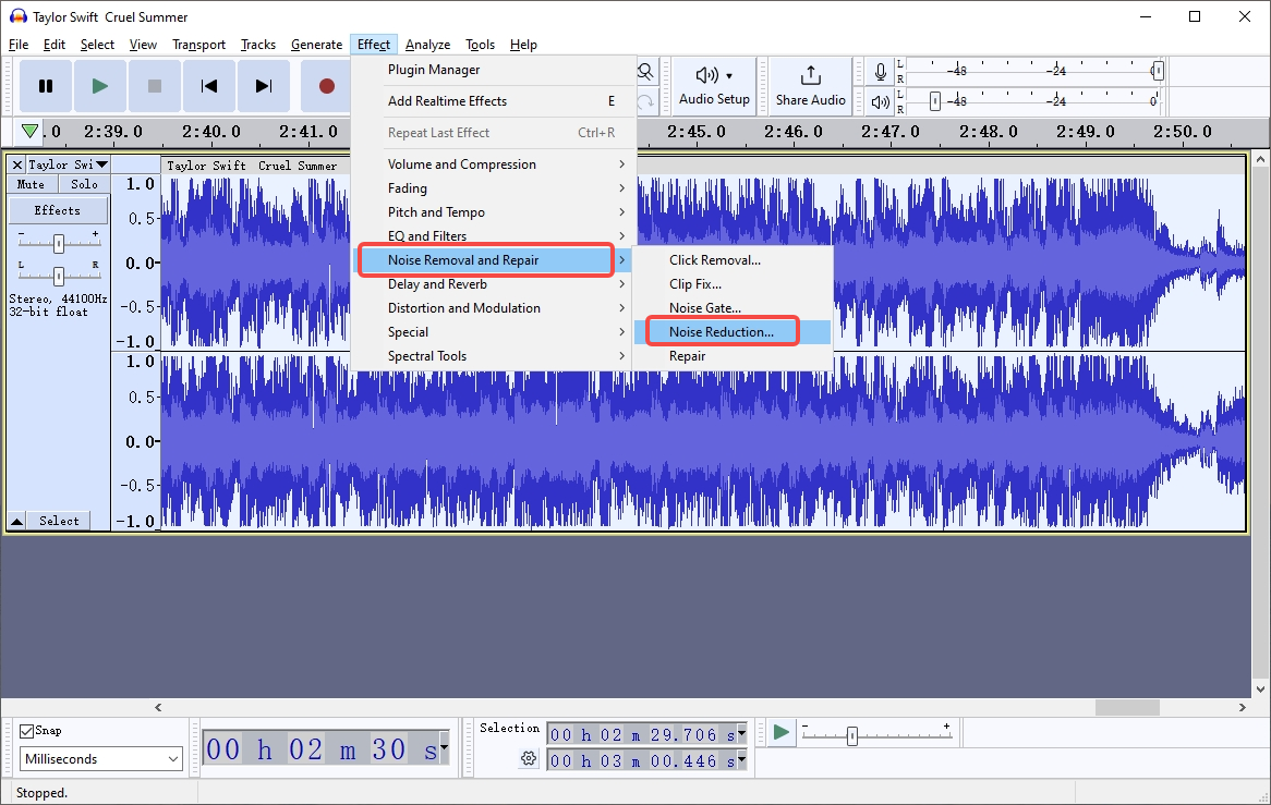 choose Noise Removal and Repair > Noise Reduction