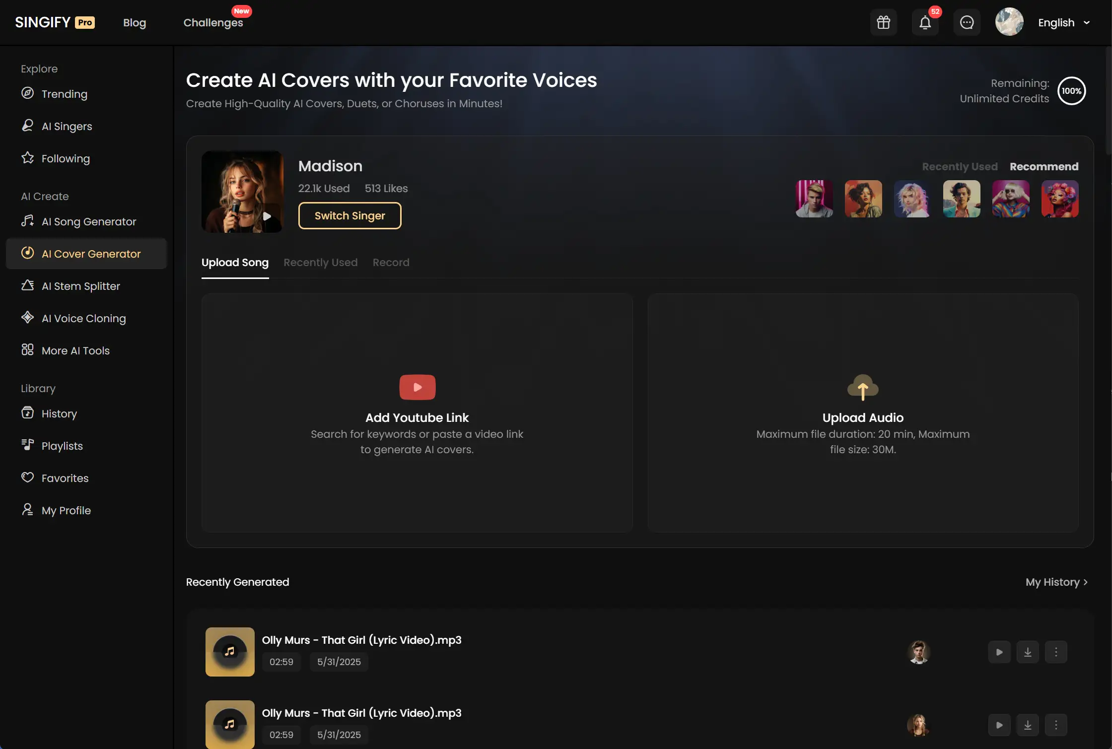 Singify - AI vocal singer generator