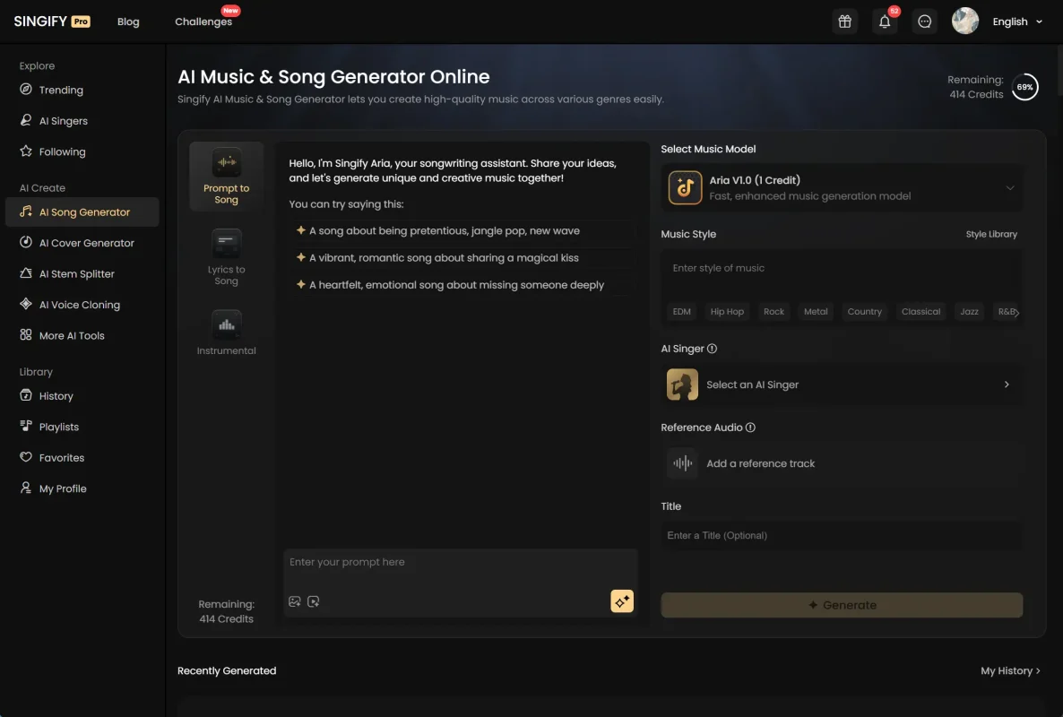 Singify AI Song Generator