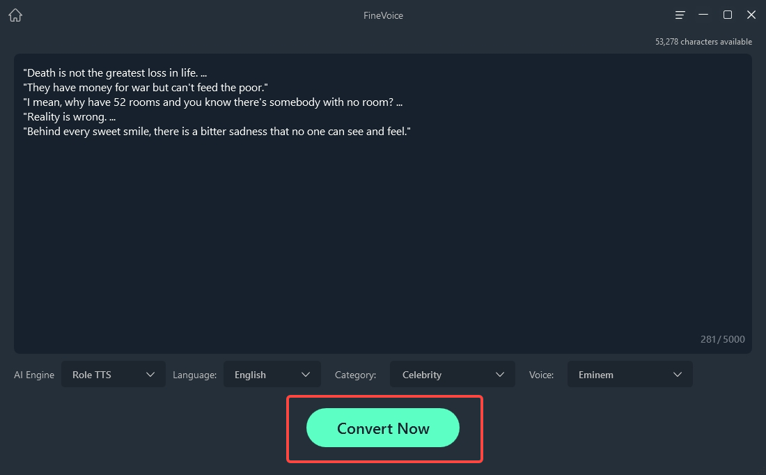 press the Convert Now button