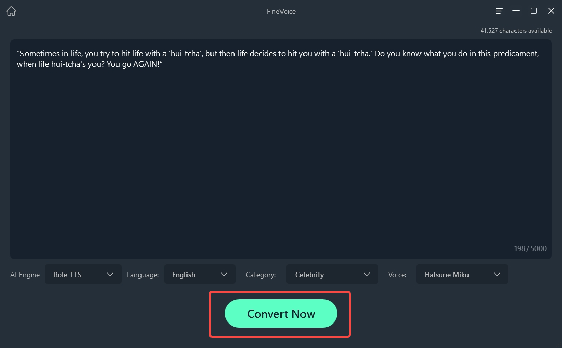 press the Convert Now button