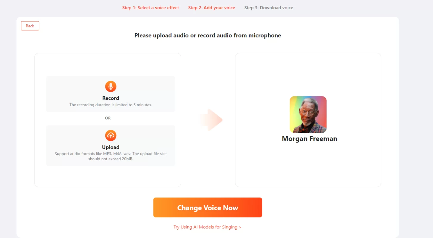 record or upload your audio file