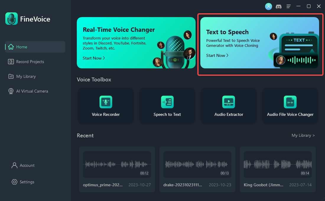 select the Text to Speech option