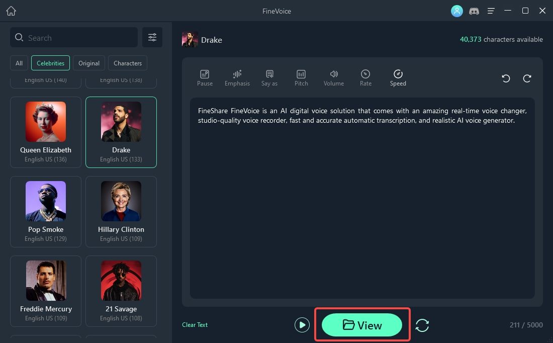 select the View button