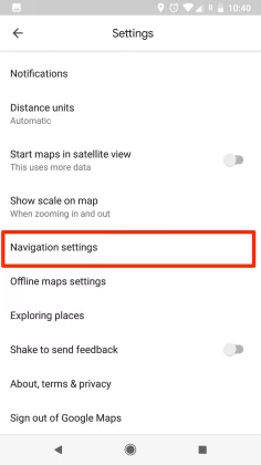 click Navigation settings