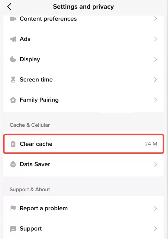 tap Clear cache