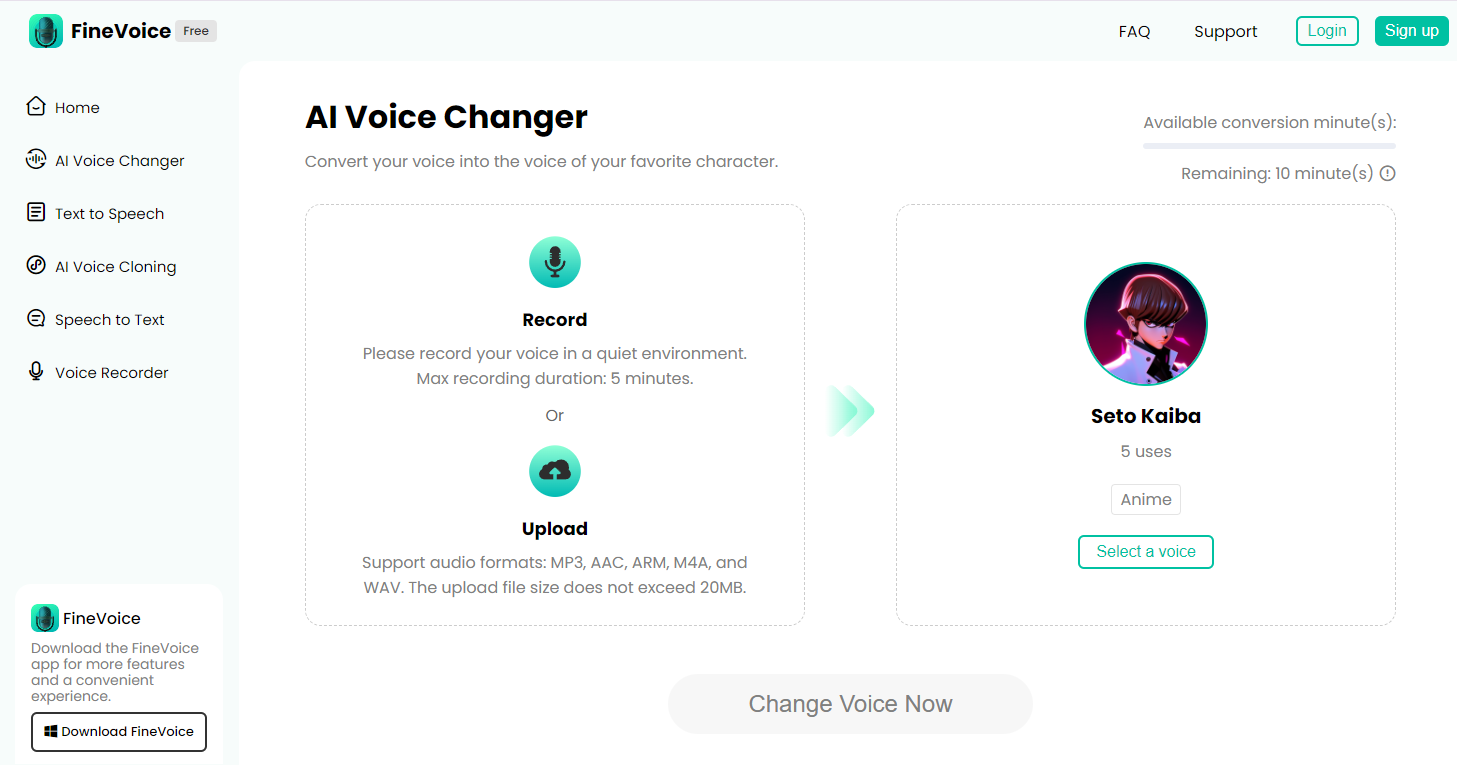FineShare AI Voice Changer