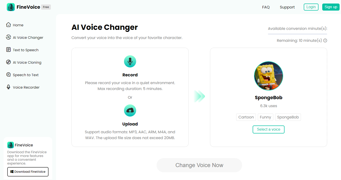 FineVoice AI voice changer