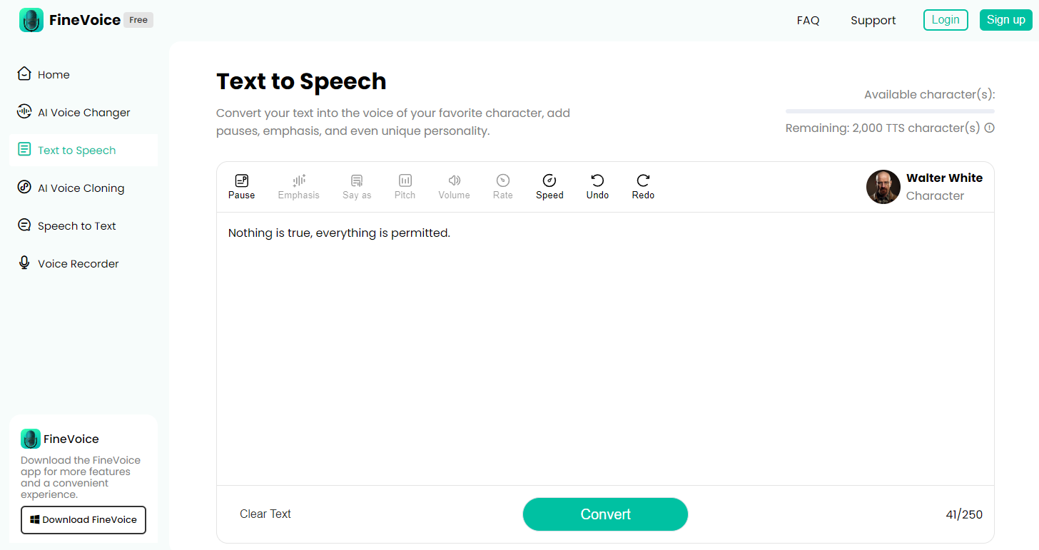 FineVoice Text to Speech