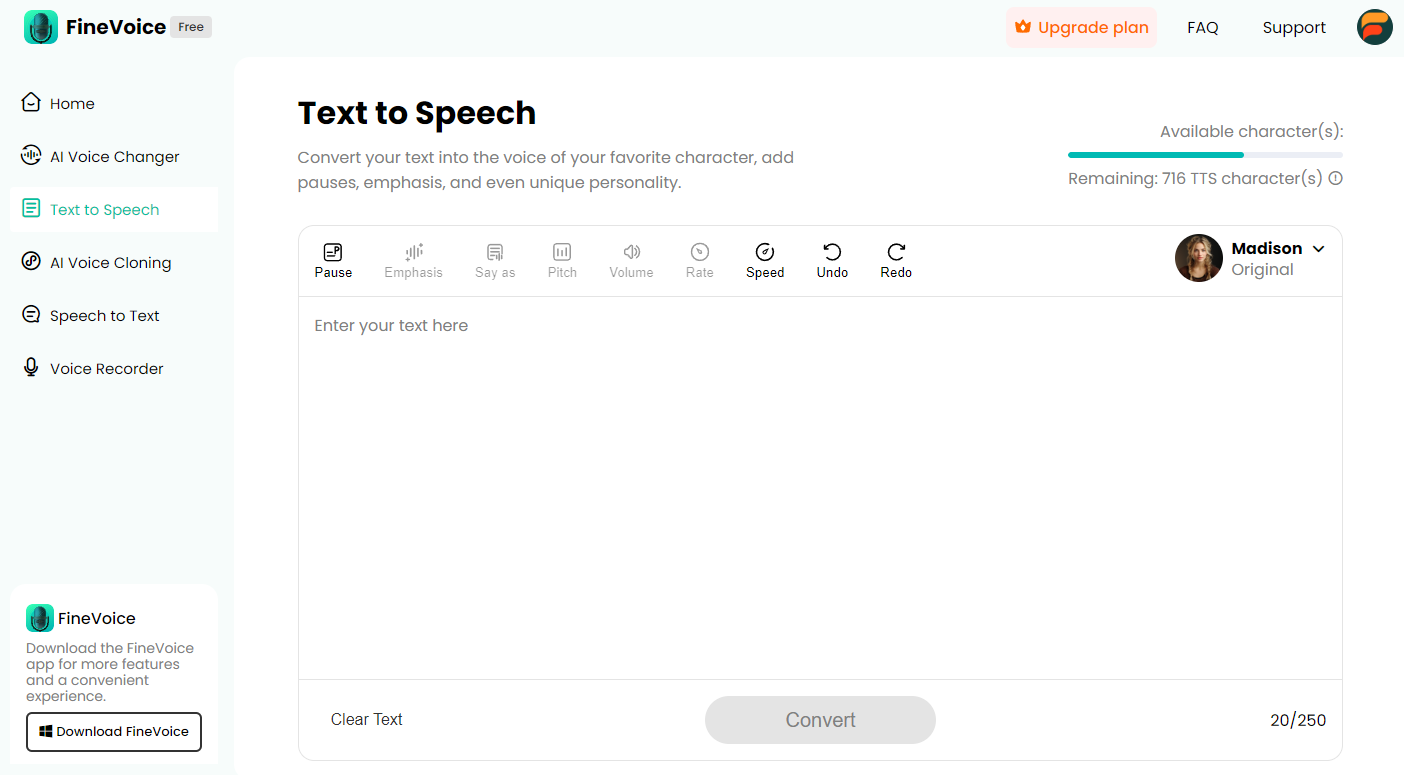 FineVoice Text to Speech