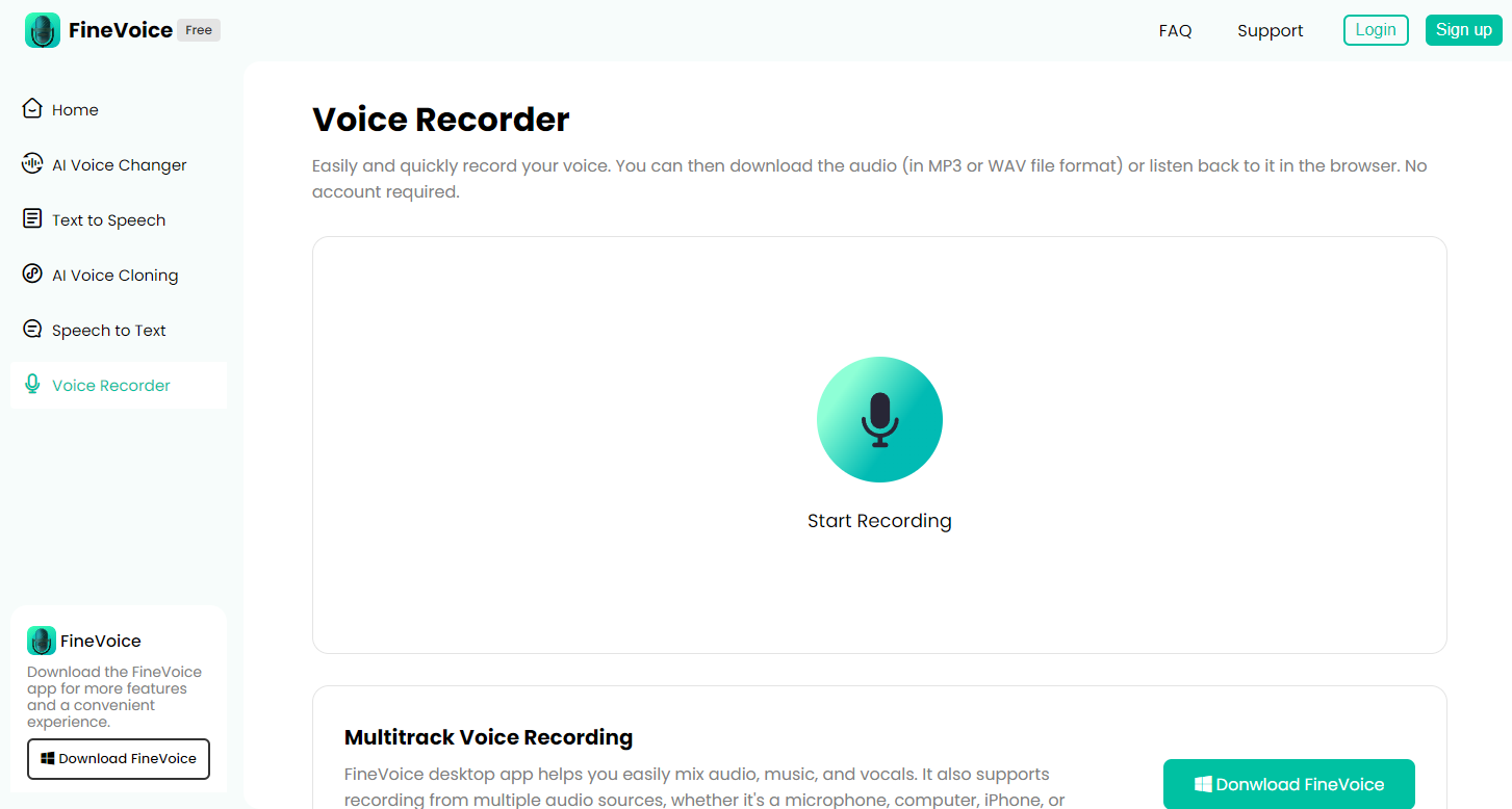 How to Use FineVoice Voice Recorder on  Fineshare