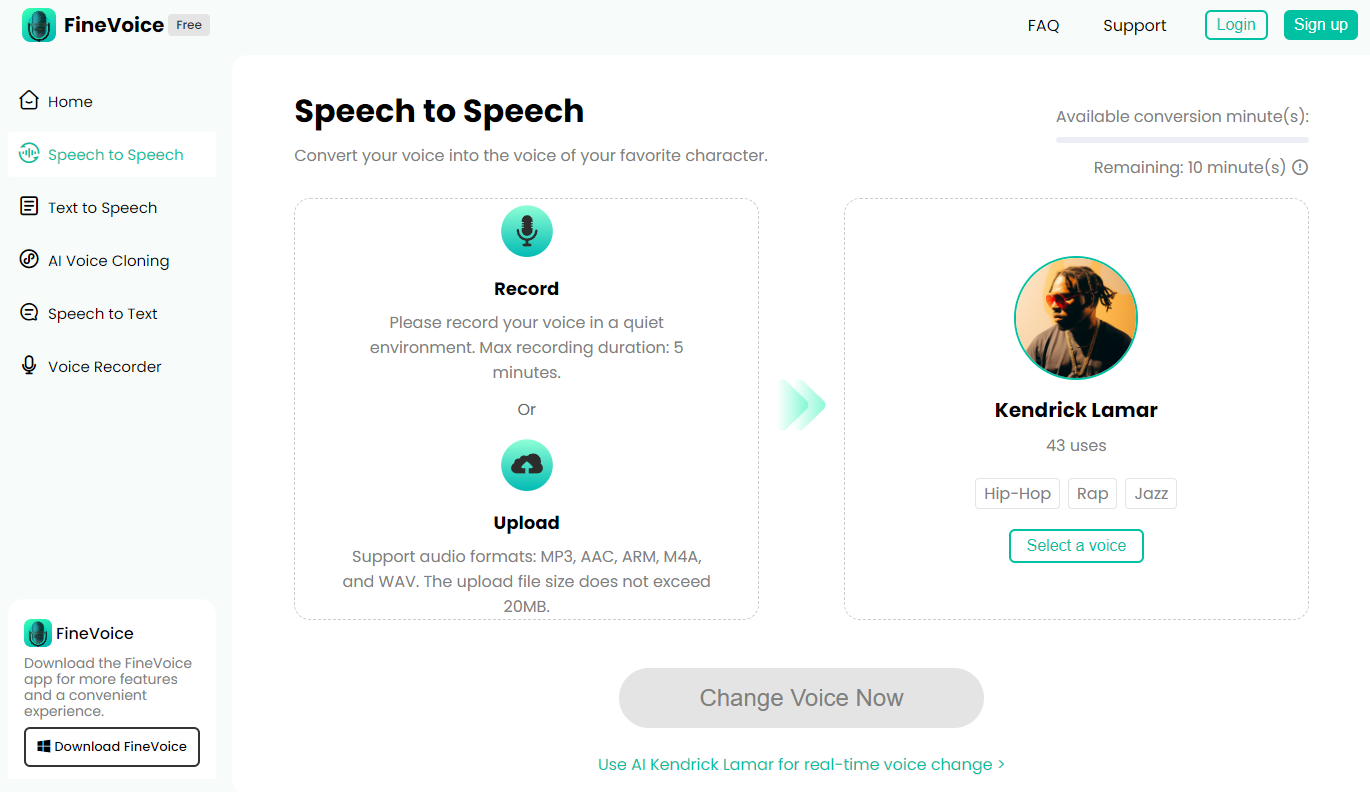 FineVoice AI Voice Changer